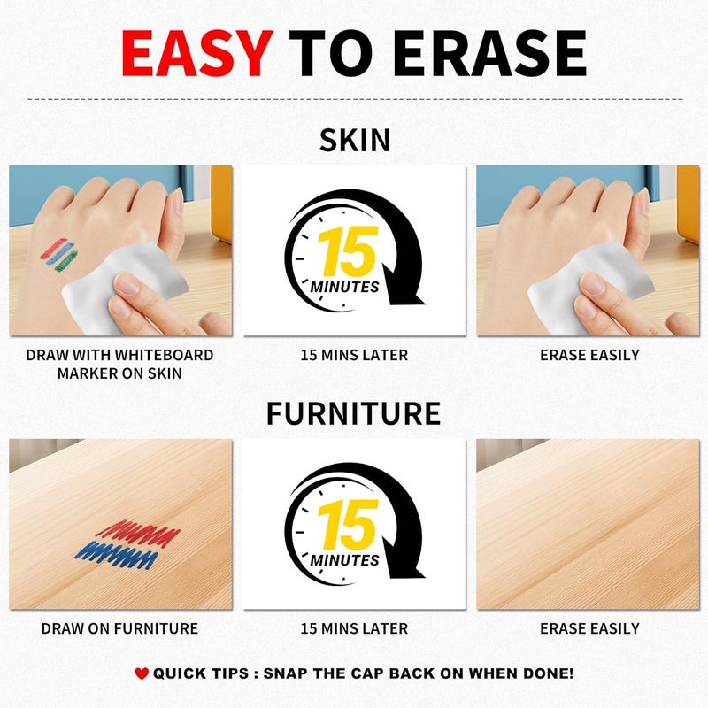 DD.DOG Mini Dry Erase Markers for Kids, Small 12 Colored Non-Toxic Fine Tip White board Markers, Low-Odor Whiteboard Markers Set for Classroom, Home & School Art Supplies (12 Pack) - Image 4
